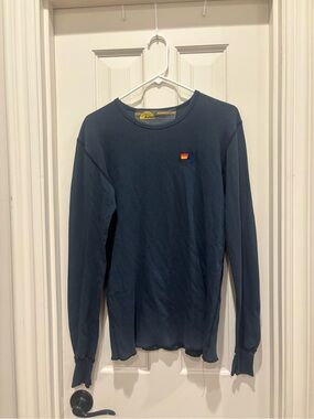 Aviator Nation Navy Long-Sleeve Thermal Tee with Rainbow Patch